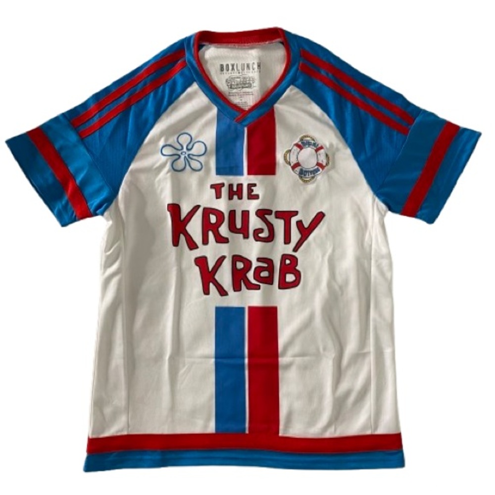 BoxLunch Unisex SpongeBob The Krusty Krab Jersey Size M Blue & White Cartoon